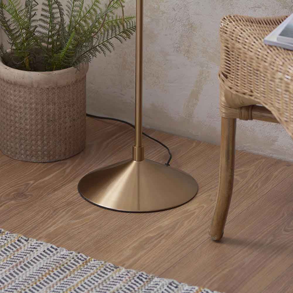 Tampa Fabric Floor Lamp In Aged Brushed Brass