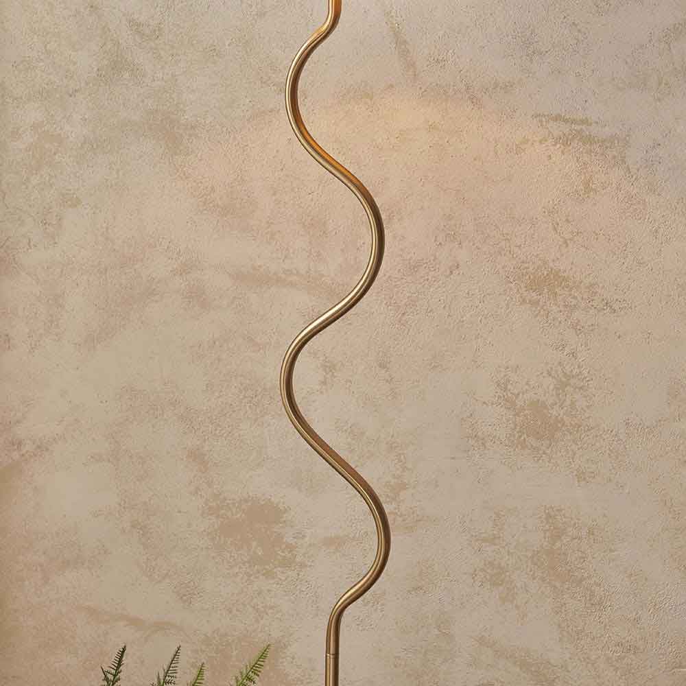 Tampa Fabric Floor Lamp In Aged Brushed Brass