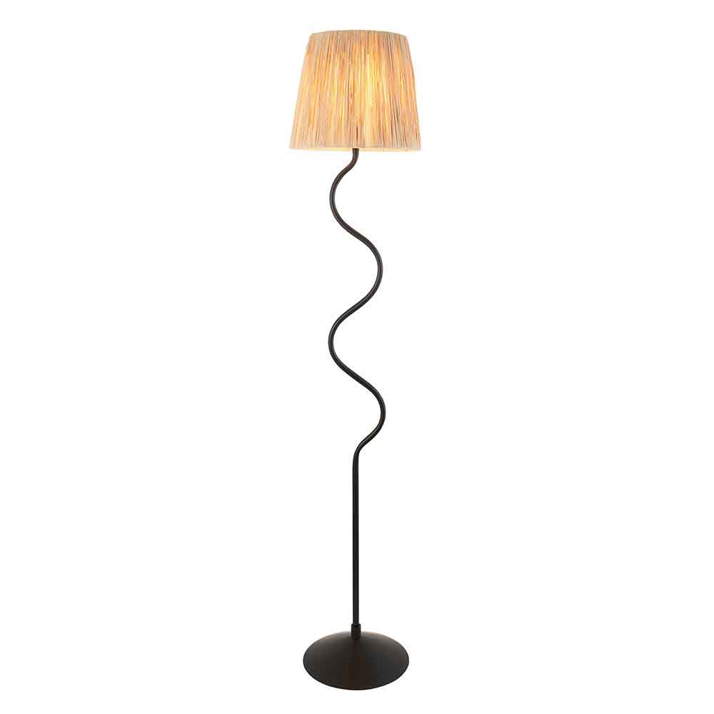 Tampa Fabric Floor Lamp In Matt Black