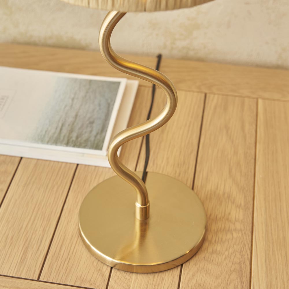 Tampa Fabric Table Lamp In Aged Brushed Brass