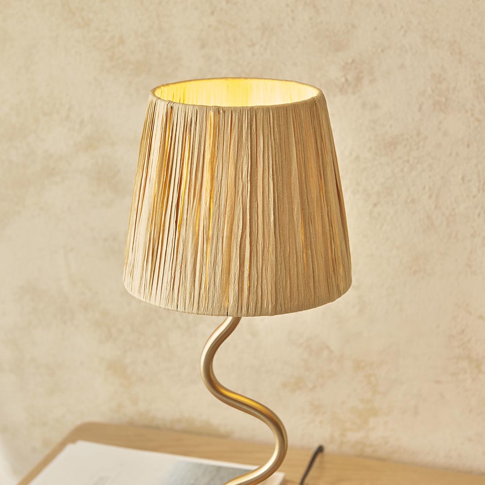 Tampa Fabric Table Lamp In Aged Brushed Brass
