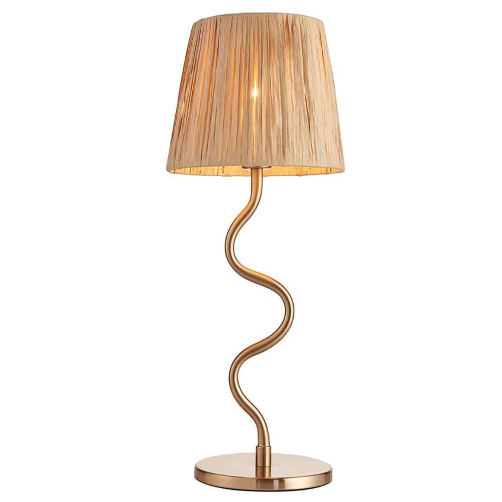 Tampa Fabric Table Lamp In Aged Brushed Brass