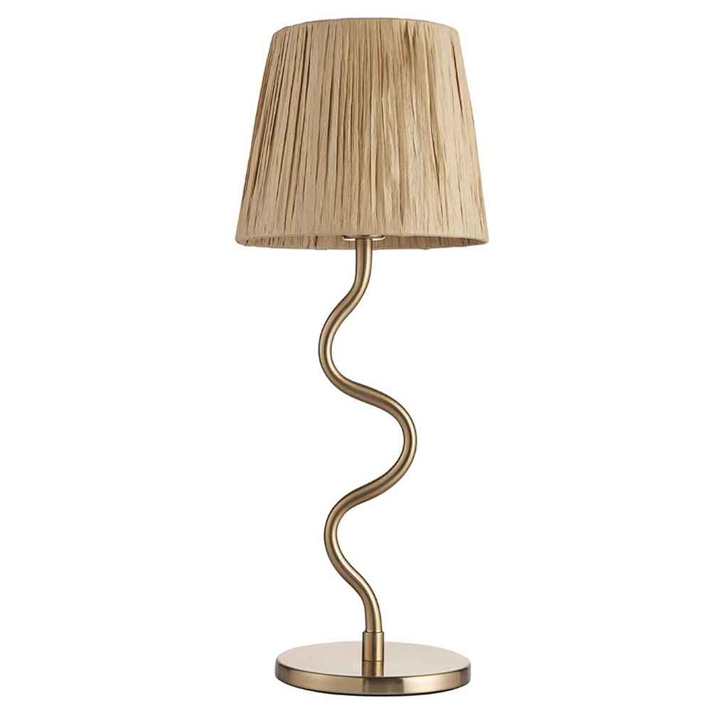 Tampa Fabric Table Lamp In Aged Brushed Brass