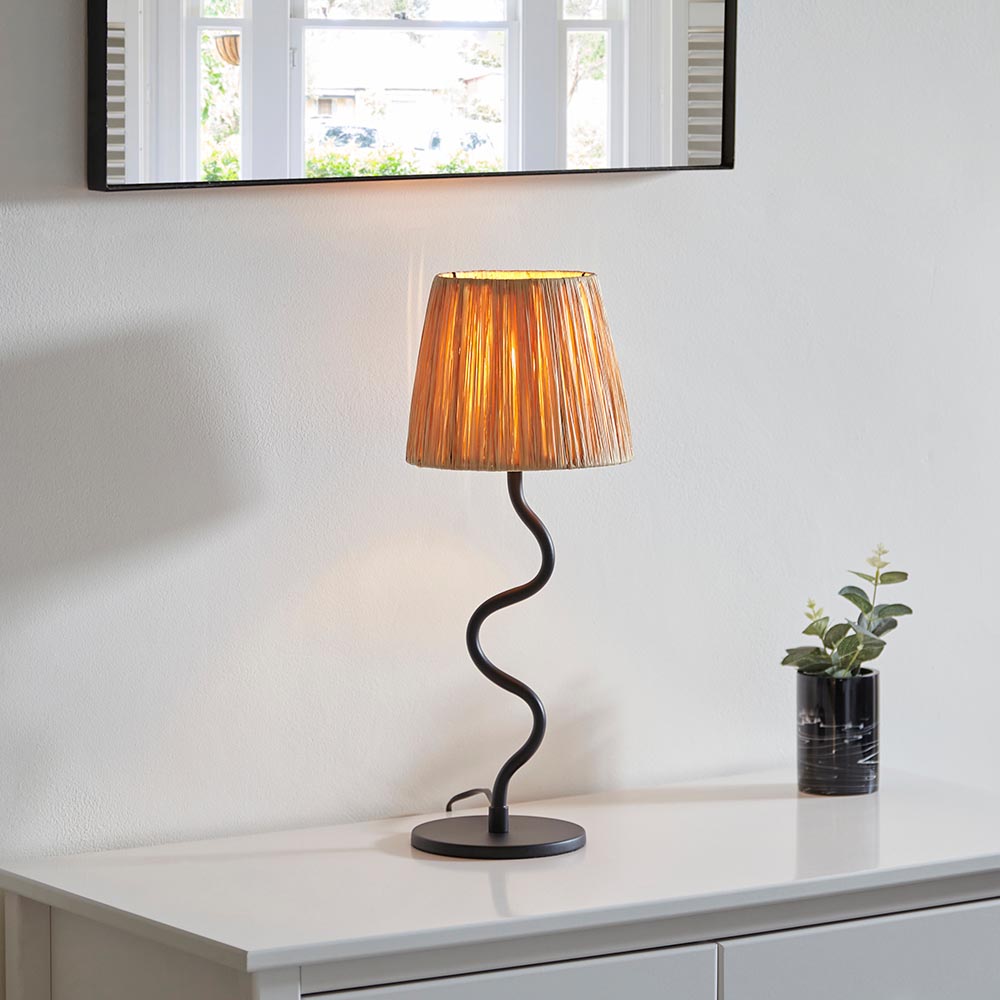 Tampa Fabric Table Lamp In Matt Black