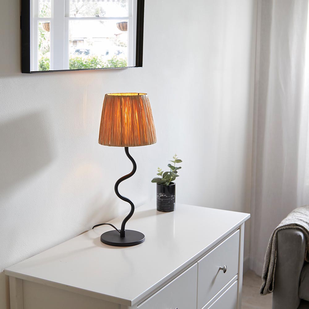 Tampa Fabric Table Lamp In Matt Black