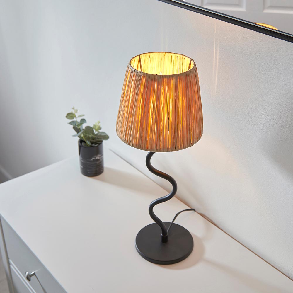 Tampa Fabric Table Lamp In Matt Black