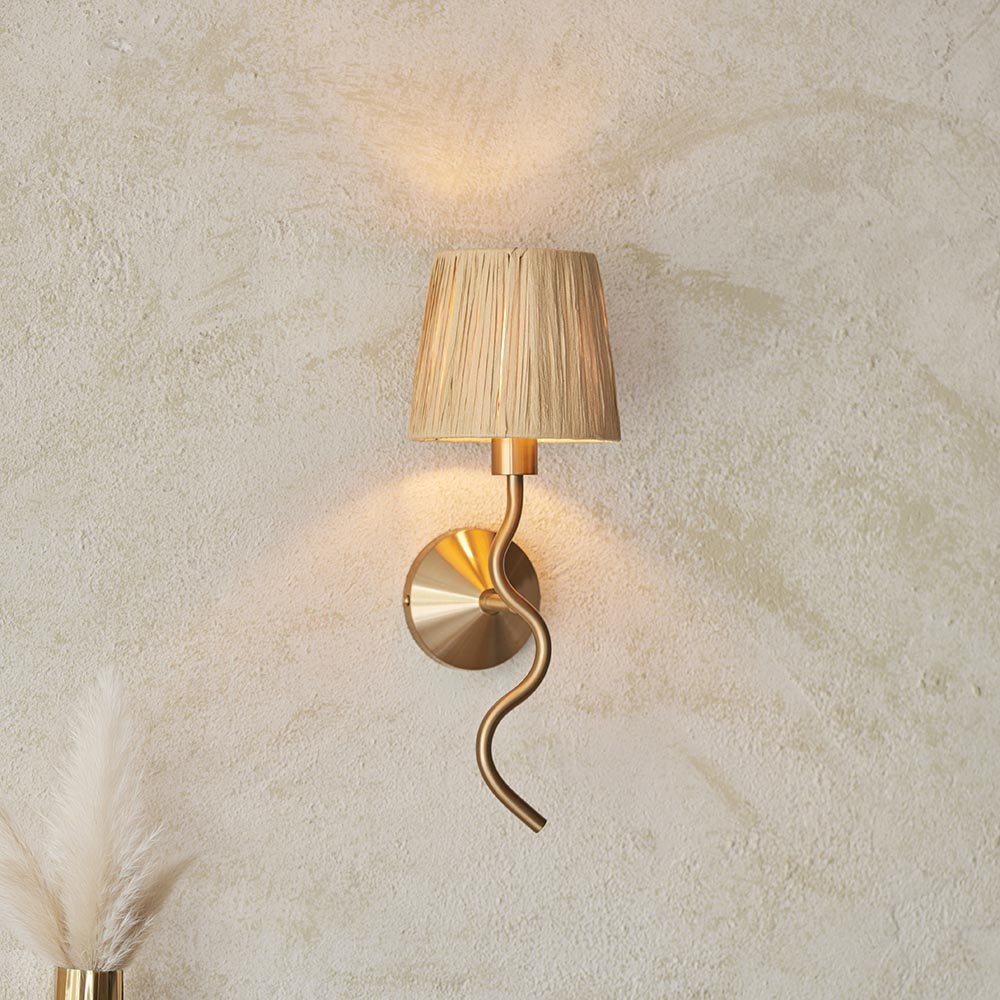 Tampa Fabric Wall Light In Aged Brushed Brass