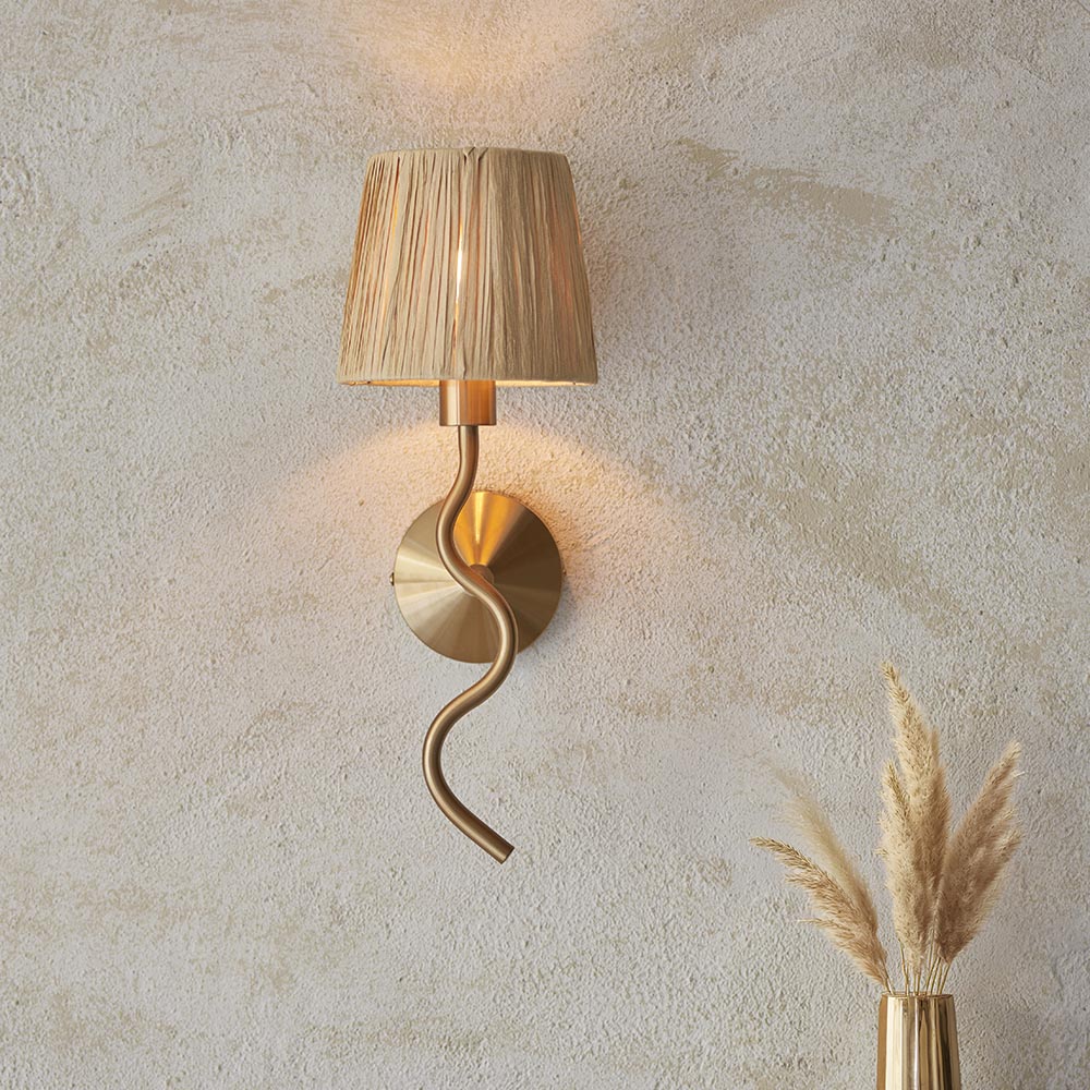 Tampa Fabric Wall Light In Aged Brushed Brass