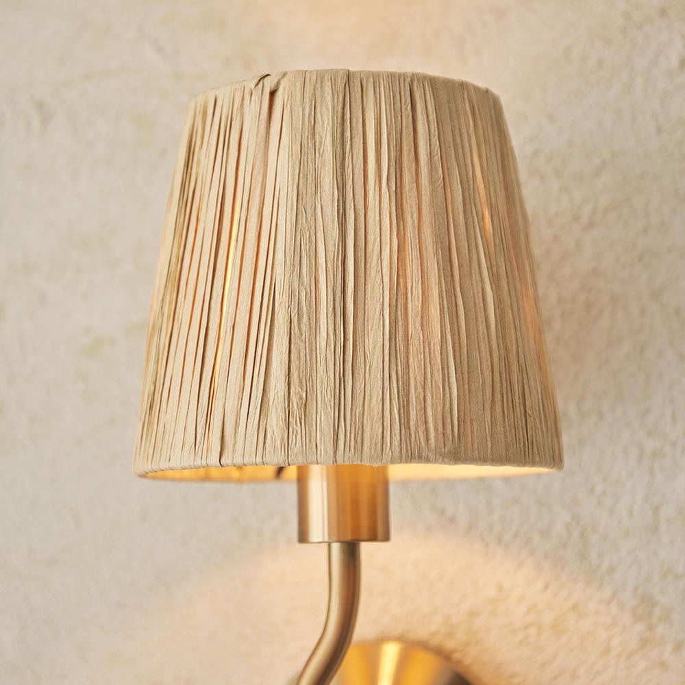 Tampa Fabric Wall Light In Aged Brushed Brass