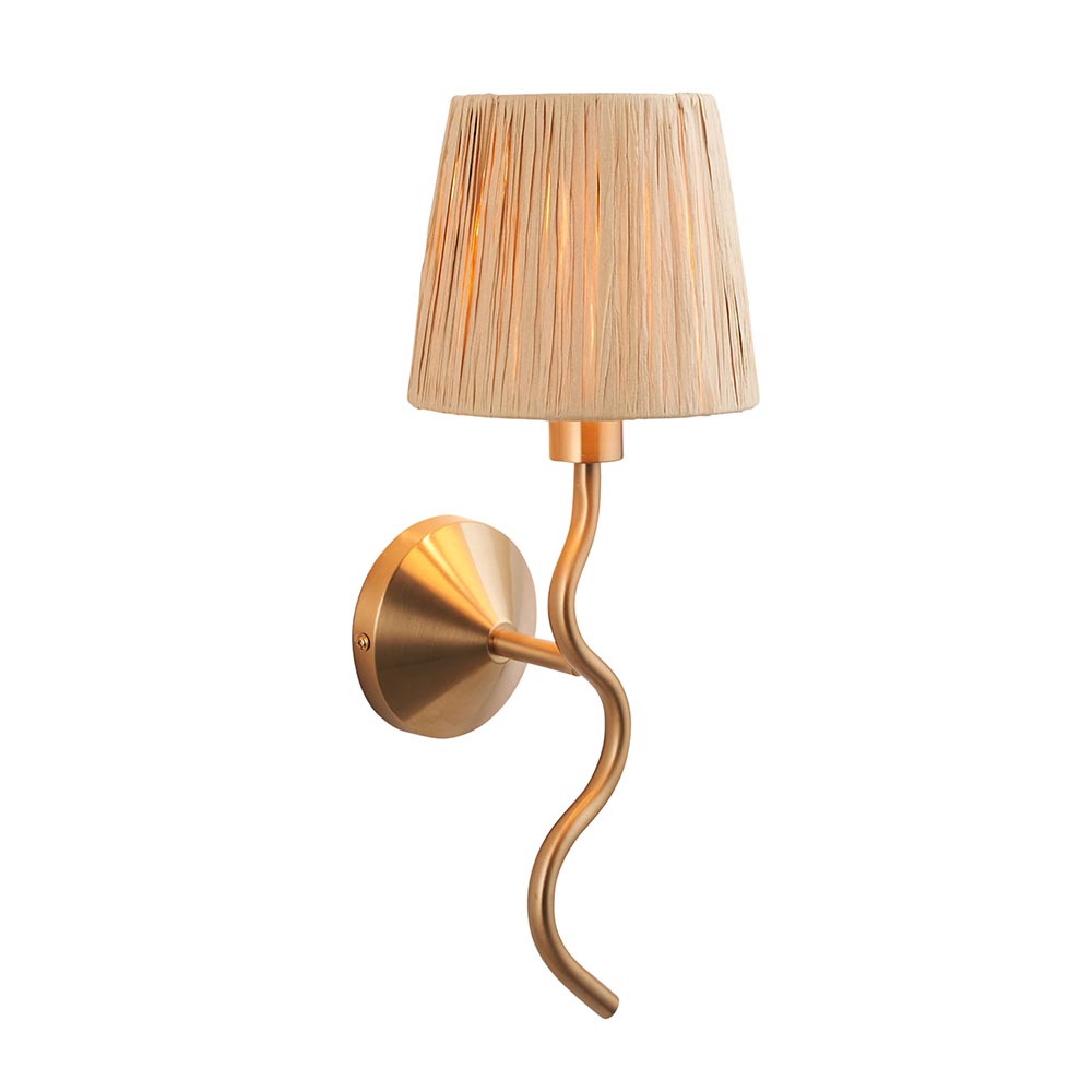 Tampa Fabric Wall Light In Aged Brushed Brass