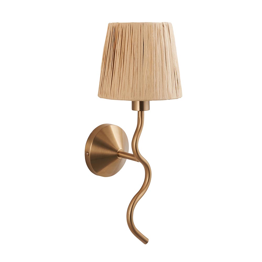 Tampa Fabric Wall Light In Aged Brushed Brass