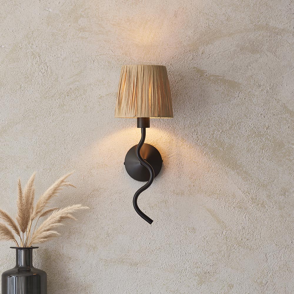 Tampa Fabric Wall Light In Matt Black