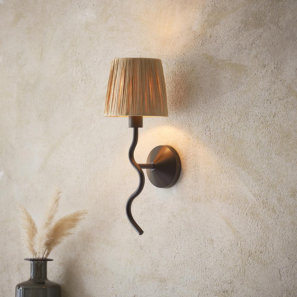 Tampa Fabric Wall Light In Matt Black