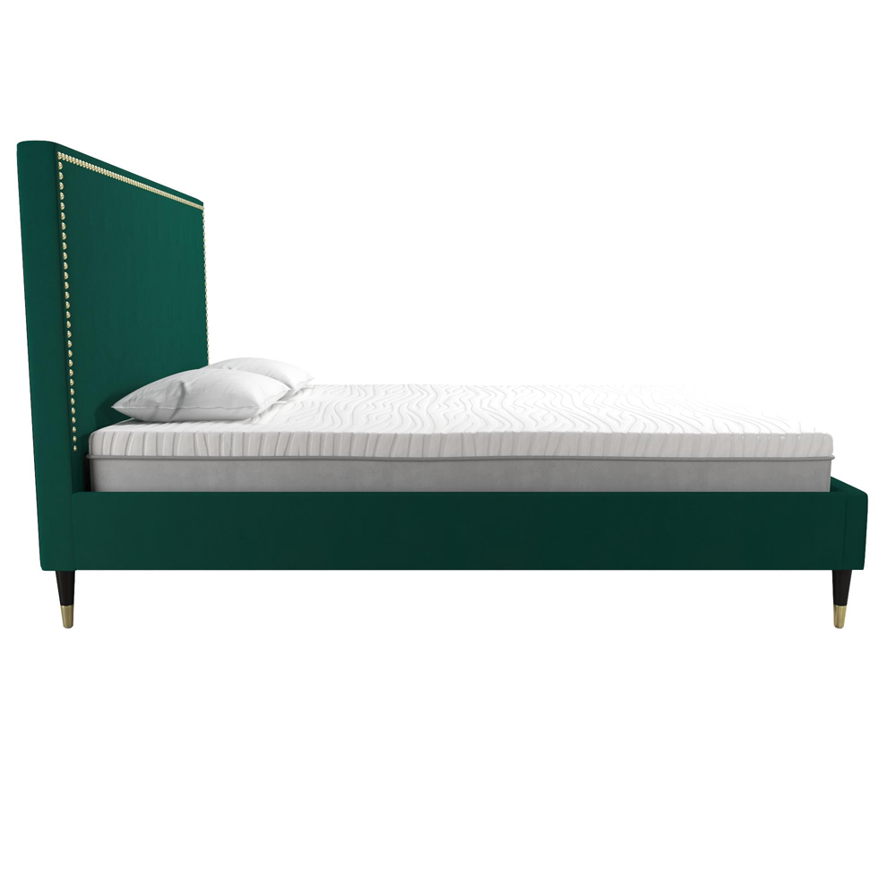 Tamper Velvet Double Bed In Green