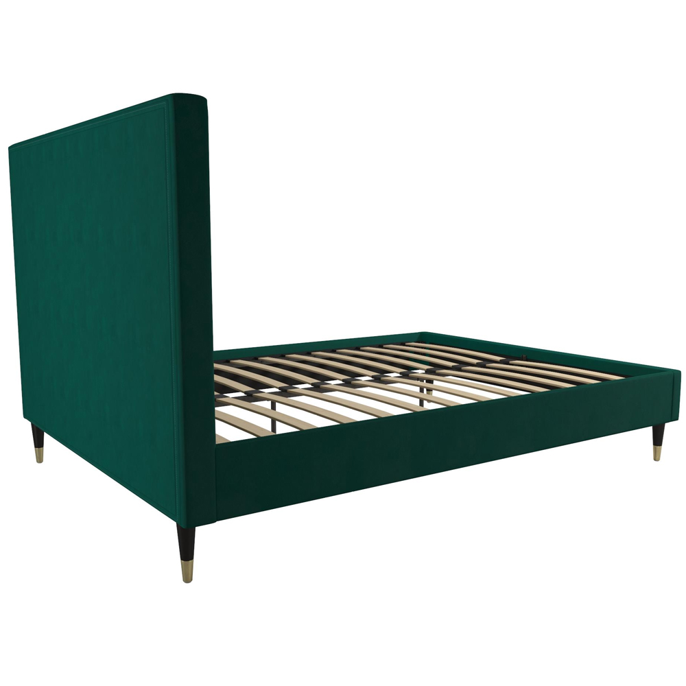 Tamper Velvet Double Bed In Green
