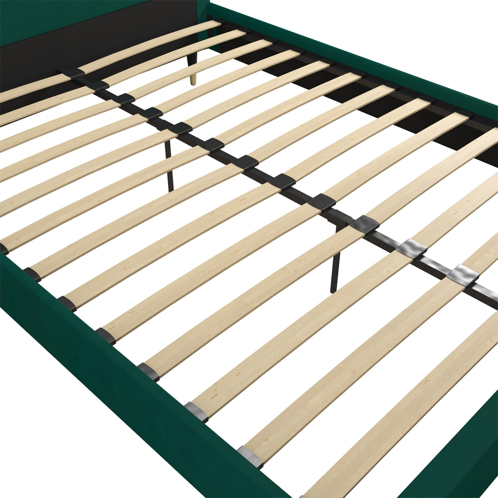 Tamper Velvet Double Bed In Green