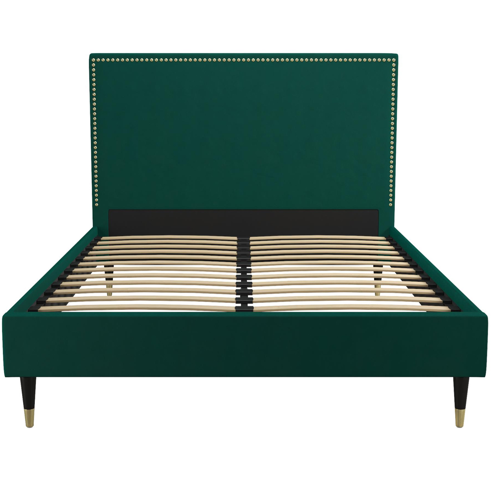 Tamper Velvet Double Bed In Green