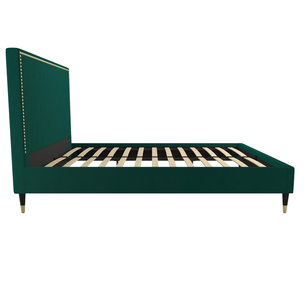 Tamper Velvet Double Bed In Green