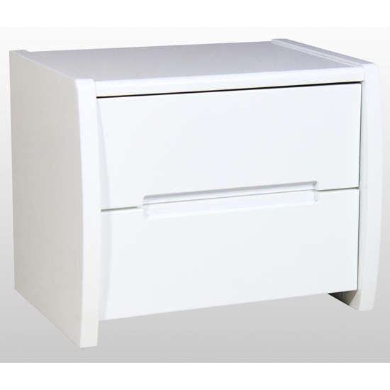 Tamsin High Gloss Bedside Cabinet With 2 Drawers In White