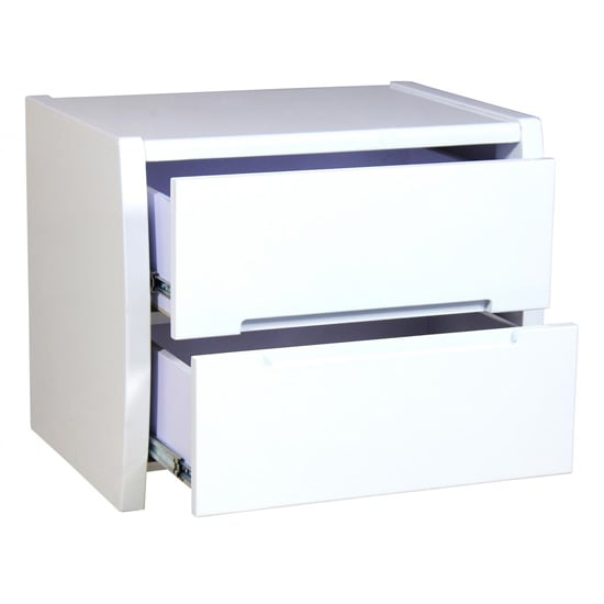 Photo of Tamsin high gloss bedside cabinet with 2 drawers in white