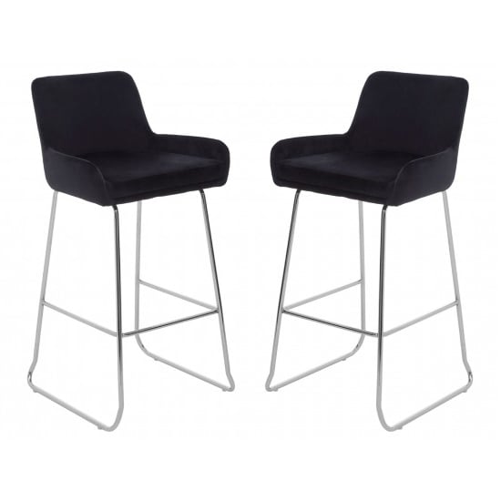 Product photograph of Tamzo Black Velvet Upholstered Bar Chair With Low Arms In Pair from Furniture in Fashion