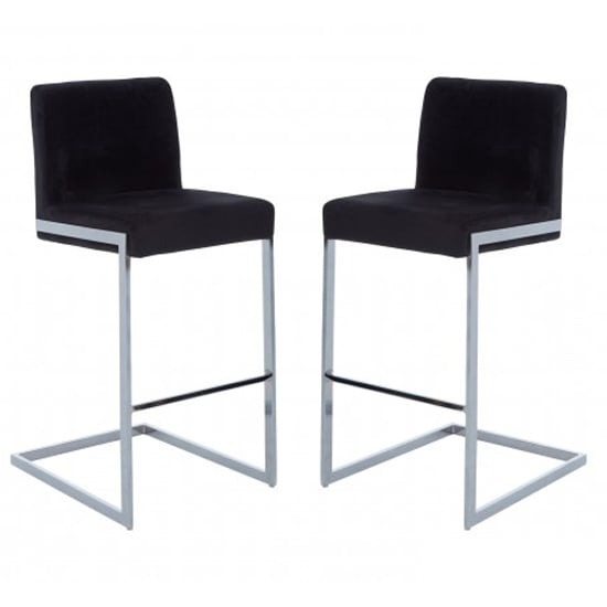 Read more about Tamzo black velvet upholstered bar chair with low back in pair