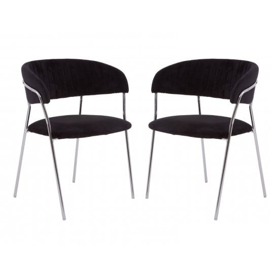Tamzo Black Velvet Upholstered Dining Chairs In Pair_1