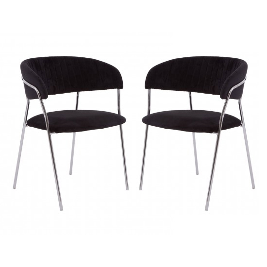 Read more about Tamzo black velvet upholstered dining chairs in pair