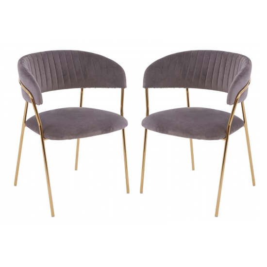 Tamzo mink velvet dining chairs with gold legs in pair £379.95 go