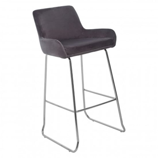 Tamzo Mink Velvet Upholstered Bar Chair With Low Arms In Pair
