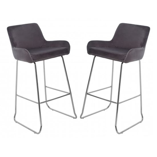 Read more about Tamzo mink velvet upholstered bar chair with low arms in pair