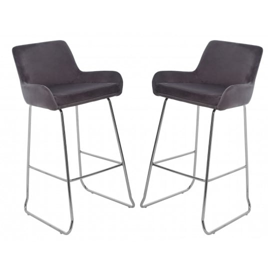 Read more about Tamzo mink velvet upholstered bar chair with low arms in pair