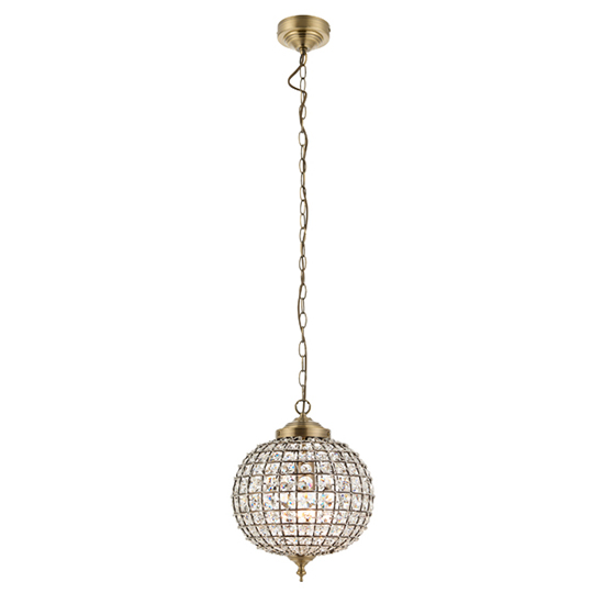 Tanaro Clear Glass Ceiling Pendant Light In Antique Brass