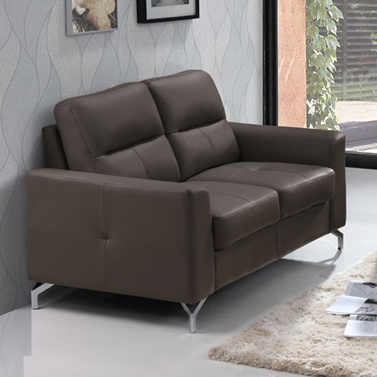 Tanaro Leathaire Fabric 2 Seater Sofa In Grey
