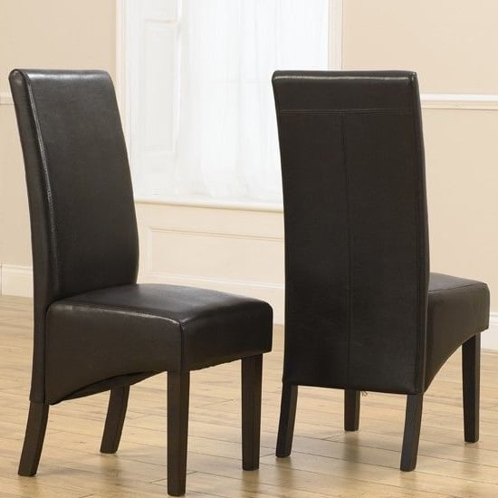 Tangra Brown Leather Dining Chairs In Pair