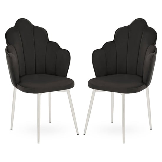 Tania Black Velvet Dining Chairs With Chrome Legs In A Pair_1