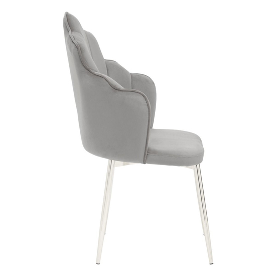 Tania Grey Velvet Dining Chairs With Chrome Legs In A Pair_3