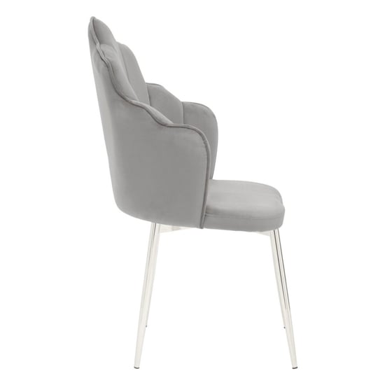 Tania Grey Velvet Dining Chairs With Chrome Legs In A Pair