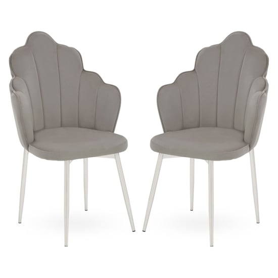 Tania Grey Velvet Dining Chairs With Chrome Legs In A Pair