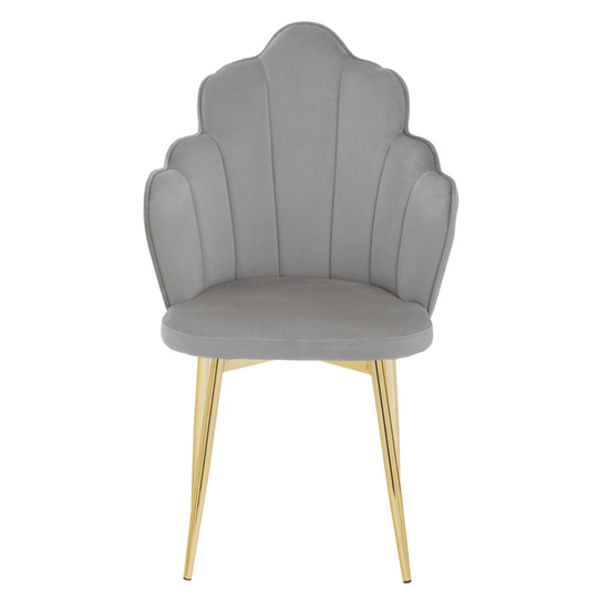 Tania Grey Velvet Dining Chairs With Gold Legs In A Pair