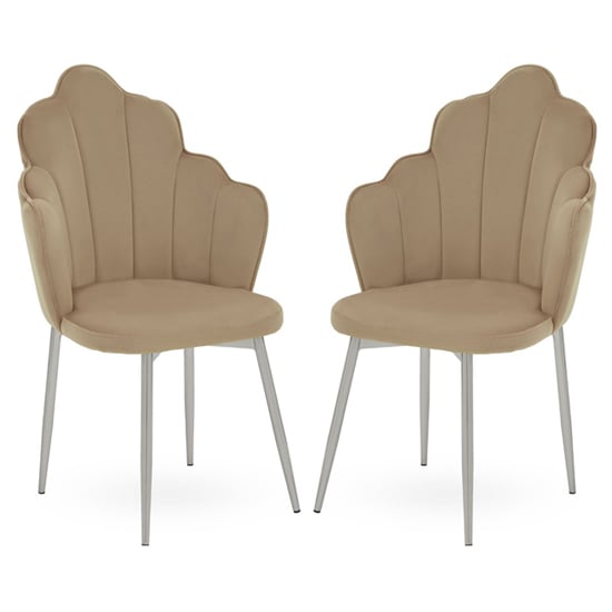 Tania Mink Velvet Dining Chairs With Chrome Legs In A Pair