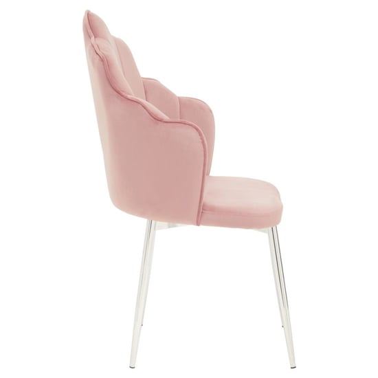 Tania Pink Velvet Dining Chairs With Chrome Legs In A Pair_2