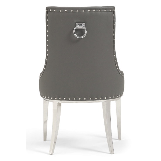 Tanis Grey Faux Leather Dining Chairs With Chrome Legs In A Pair_5