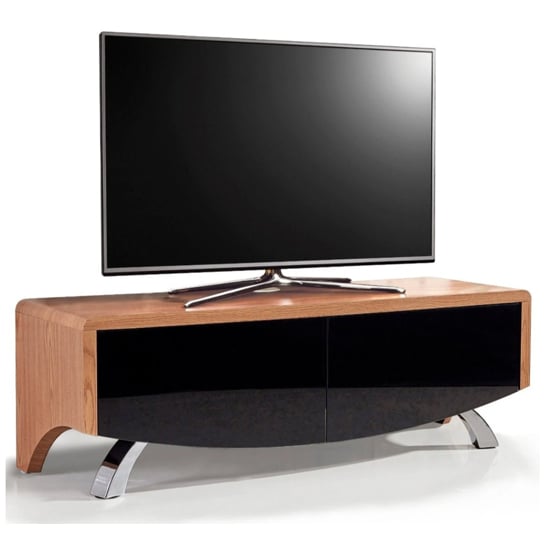 Wiley Ultra High Gloss TV Stand With 2 Soft Open Doors In Oak_1