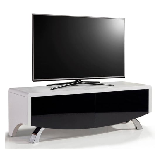 Wiley High Gloss TV Stand With 2 Doors In White And Black