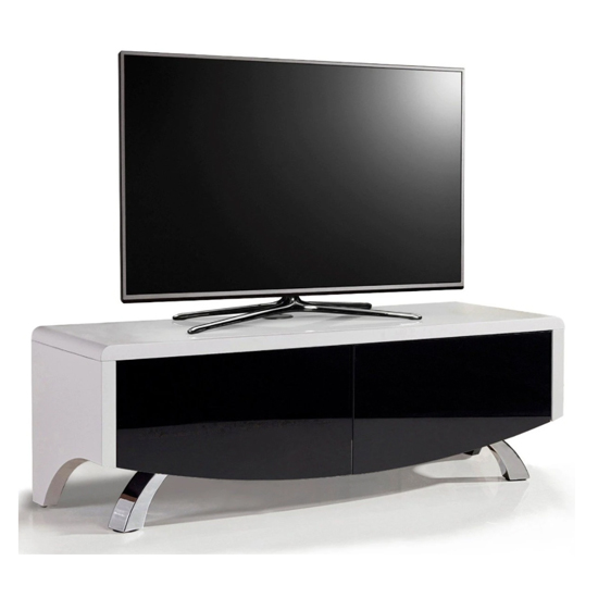 Product photograph of Wiley High Gloss Tv Stand With 2 Doors In White And Black from Furniture in Fashion