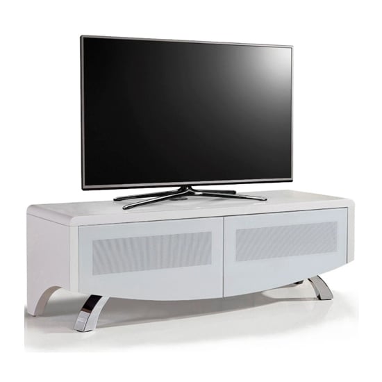 Wiley Ultra High Gloss TV Stand With 2 Soft Open Doors In White_1