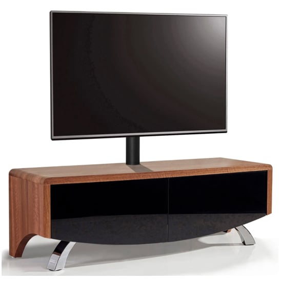 Wiley Ultra High Gloss TV Stand With 2 Soft Open Doors In Walnut_1