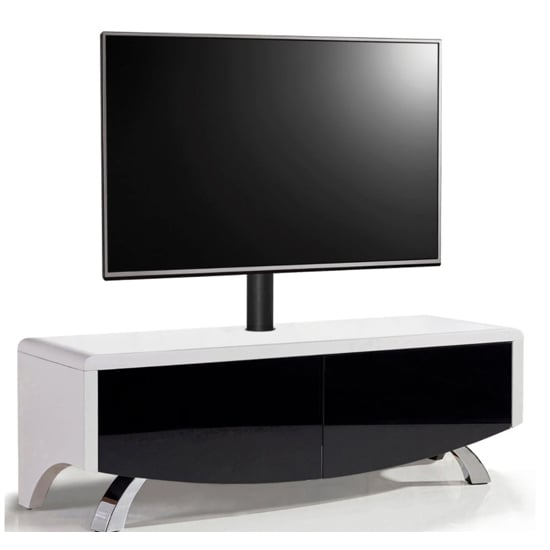 Wiley Ultra High Gloss TV Stand With 2 Doors In White And Black_1