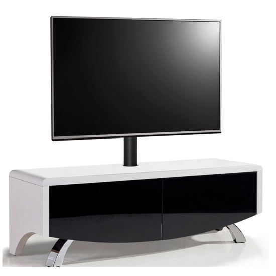 Product photograph of Wiley Ultra High Gloss Tv Stand With 2 Doors In White And Black from Furniture in Fashion